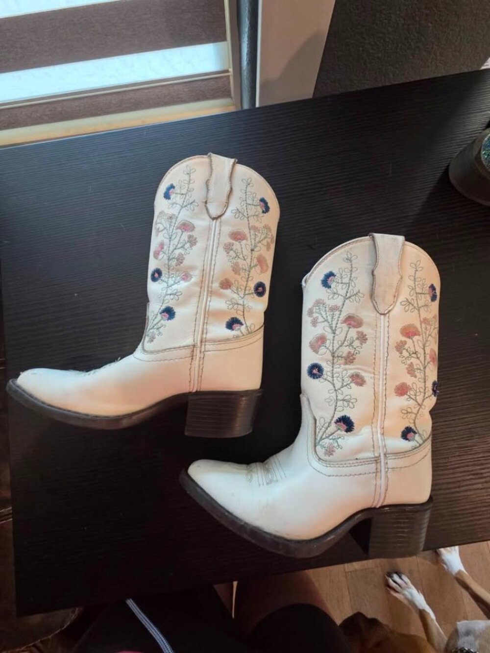 Shyanne Fleur Girls White Floral Cowgirl Boots Size 13D Western